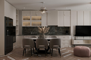 home interior design concept dining family area contemporary interior