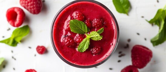 Refreshing ras ras smoothie with mint leaves, perfect summer drink with healthy ingredients