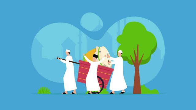 Boys walking around hitting bedug celebrating eid mubarak