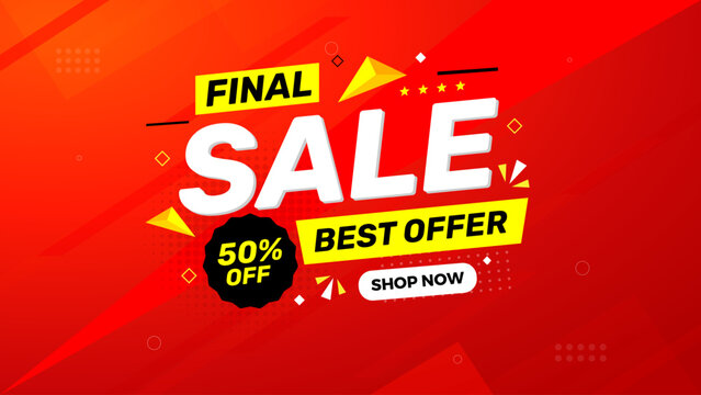 Sale Banner vector template. Offer Sale label and discounts background. Discount Promotion marketing poster design for web and Social.