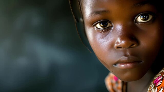 A young girl orphaned due to HIVAIDS being welcomed into a new foster family who will provide her with love and support, Close-Up of Child With Tie On