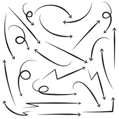 Sets of arrows vector, creative hand drawn isolated on a white background