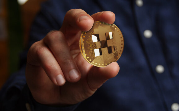 OKX OKB cryptocurrency golden coin 3d illustration