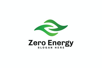 creative green leaf energy symbol logo design vector illustration with gradient, modern and elegant styles. simple zero energy iconic logo vector design background isolated on white
