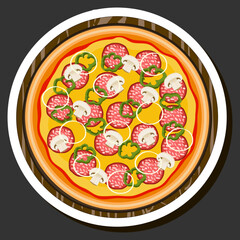 Illustration on theme big hot tasty pizza to pizzeria menu