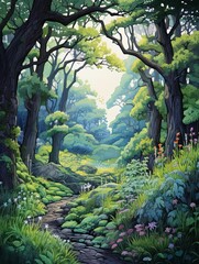 Tranquil Trees: Serene Japanese Garden Artwork, Woodland Art Print & Forest Zen Space