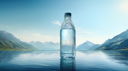 Eco-Friendly Water Bottle in Alpine Lake Setting