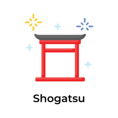 Obraz premium Japanese new year icon in unique style, Shogatsu vector design