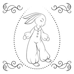 Cute easter bunny coloring page for girls