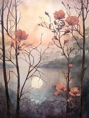 Nouveau Beginnings: Vintage-Inspired Art Nouveau Prints, Morning Mist Painting - Early Dawn