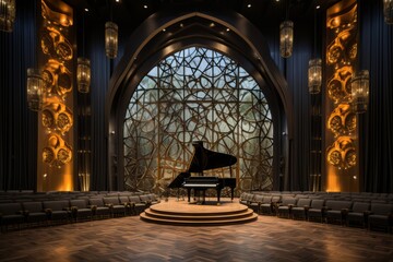 Elevate your design with the grandeur of a concert hall backdrop, where the interplay of lighting,...