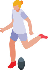 Rugby player shot icon isometric vector. School athlete. Motion power