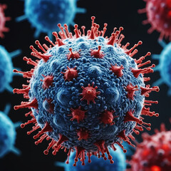 Flu virus under microscopic view