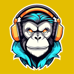 Fototapeta premium monkey head cartoon illustration