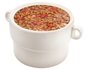 tigela com feijão com linguiça calabresa isolado em fundo transparente