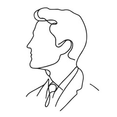 man profile, illustration in vector style, simple continuous line drawing, minimalism, on a white background