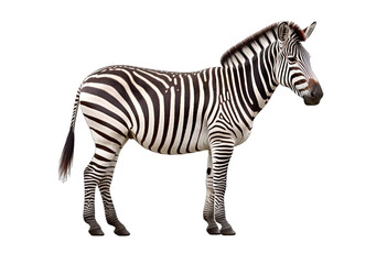 Zebra isolated on white transparent background - obrazy, fototapety, plakaty