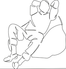 guy sitting on a bag