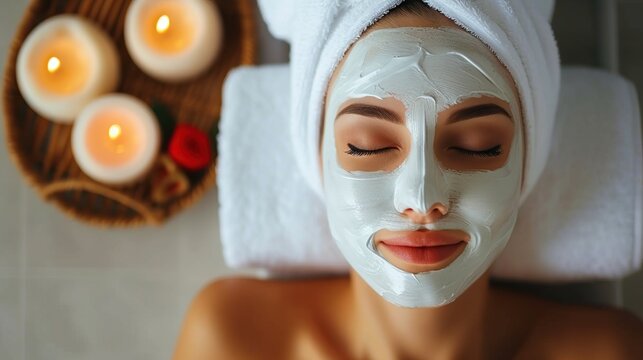 a woman getting a facial mask at a spa