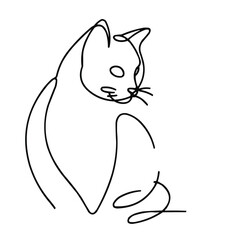 cat, illustration in vector style, simple continuous line drawing, minimalism, on a white background	