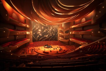 Transport your audience to the grandeur of a world-class concert hall with a background that showcases elegant architecture, Generative AI - obrazy, fototapety, plakaty