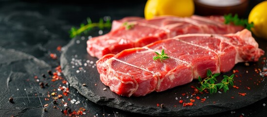 Succulent grilled meat served on a stylish black slate platter