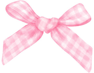 Pink Gingham bow  watercolor