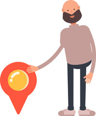 Beard Man Character and Location Pin
