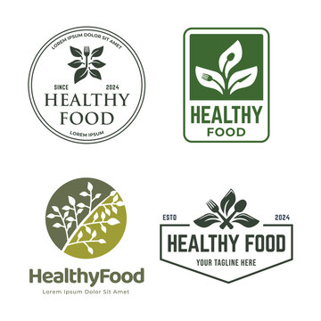 Set of Healthy Food Logo Template
