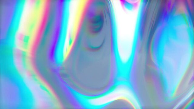 3D animation - Looped animated abstract background of a colorful fluid glass texture with light scattering reflections