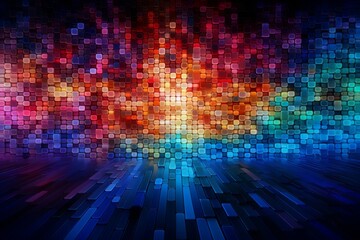 Obraz premium Abstract colorful pixelated background representing technology in the digital world with copyspace for text