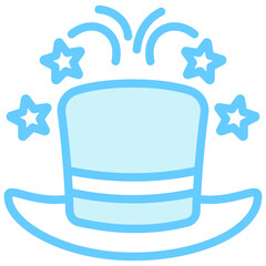 Magician Hat blue color icon, related to carnival, festival theme, best for UI, UX kit, web and app development.