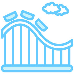 Roller Coaster blue color icon, related to carnival, festival theme, best for UI, UX kit, web and app development.