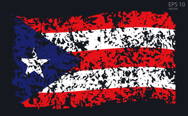 Vector flag of Puerto Rico. Vector illustration with cracks and abrasions.
