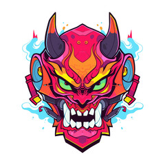 cool devil mask illustration for your tshirt design - obrazy, fototapety, plakaty
