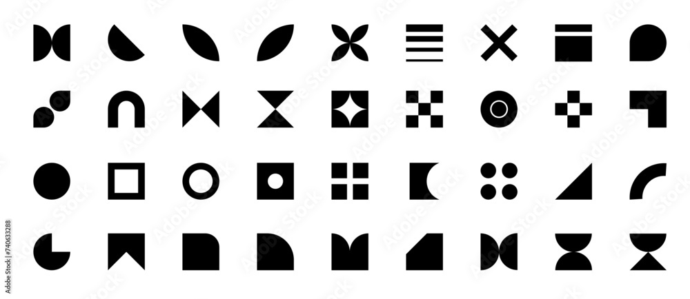 Poster abstract geometric shapes png. set of black shapes. y2k geometric shape design. modern geometric for