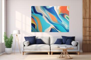 Artistic Interpretation of Liquid Color Waves, Featuring Bold and Expressive Strokes in a Contemporary Design, Generative AI