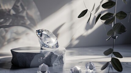 soft lighting to eliminate harsh shadows and highlight the sparkle of the diamond. The facets of the diamond are highlighted and create a natural sparkle. - obrazy, fototapety, plakaty