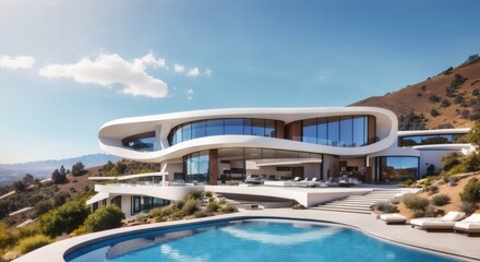 Fototapeta premium Large luxury mansion in the hills