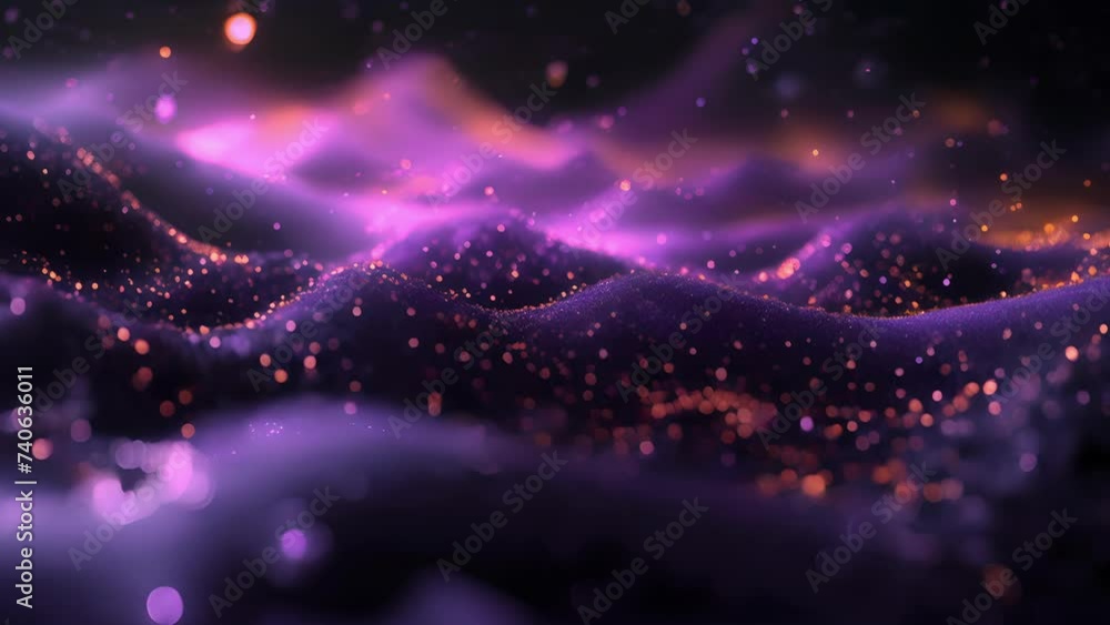Poster a captivating cascade of tiny particles moving in perfect harmony as they rise and fall in a mesmeri