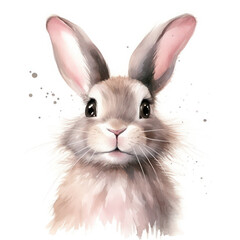 An illustration of a hand drawn watercolor Easter Bunny on a white background
