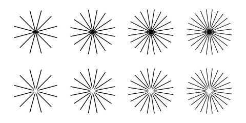 Obraz premium Radial Stripes Set – Collection of simple radial patterns isolated on white background