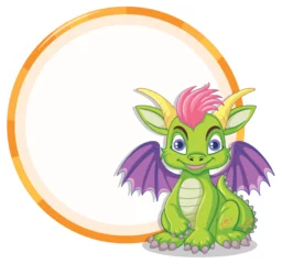 Fototapeten Colorful, cute dragon with a friendly smile © blueringmedia