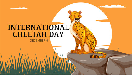 Vector illustration of a cheetah on International Cheetah Day. © blueringmedia