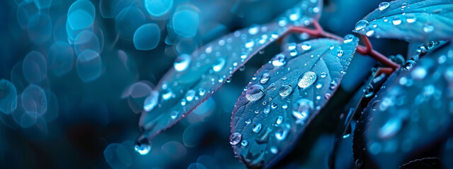 Obraz premium water, nature, dew, macro, wet, fresh, leaf, plant, rain, drop, background