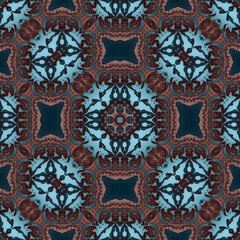 Seamless mandala pattern. Square woven texture
