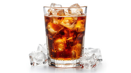 Glass ice Cola isolated white background Refreshing Drink Beverage Soda Refreshment Cold Drink, Generative Ai

