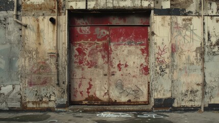 A gritty urban alley texture background, depicting the raw textures and edgy vibe of a city backstreet, complete with graffiti and weathered surfaces.