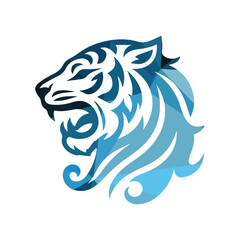 Roaring tiger logo design vector illustration