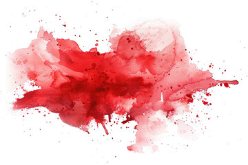 horizontal image of an isolated red watercolour splash on a white neutral background Generative AI